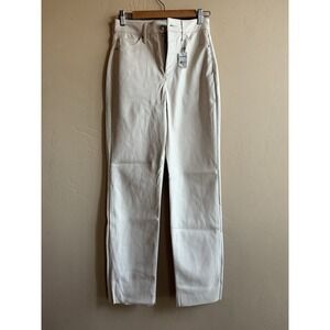 NWT Faux Leather Cream Express Straight Leg High Rise Women Pants Size‎ 2